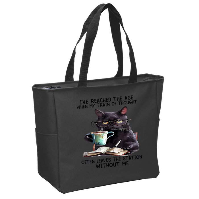 Cat Ive Reached The Age When My Train Of Thought Zip Tote Bag