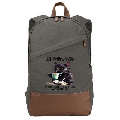 Cat Ive Reached The Age When My Train Of Thought Cotton Canvas Backpack