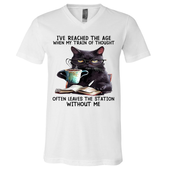 Cat Ive Reached The Age When My Train Of Thought V-Neck T-Shirt