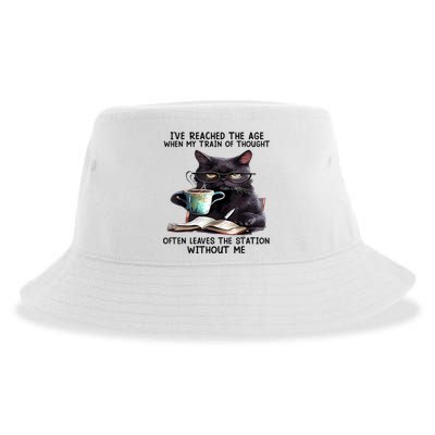 Cat Ive Reached The Age When My Train Of Thought Sustainable Bucket Hat