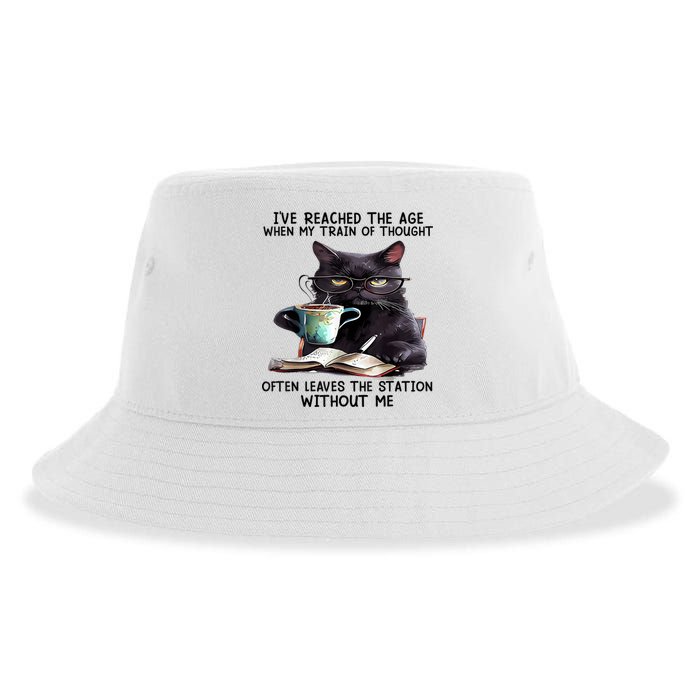 Cat Ive Reached The Age When My Train Of Thought Sustainable Bucket Hat