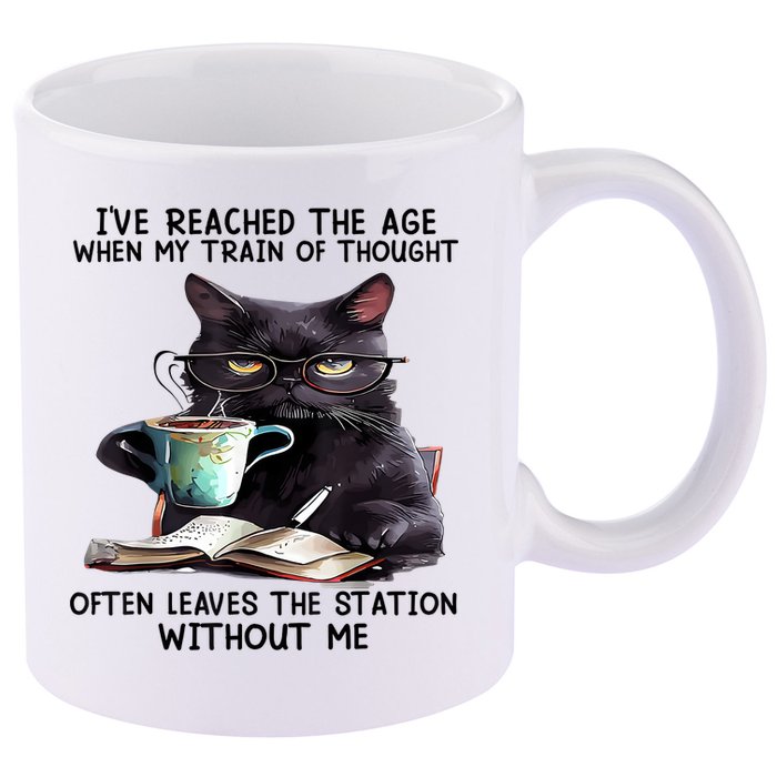 Cat Ive Reached The Age When My Train Of Thought 11oz C Handle Ceramic Mug