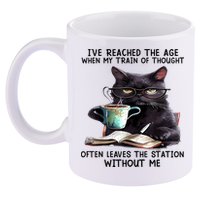 Cat Ive Reached The Age When My Train Of Thought 11oz C Handle Ceramic Mug