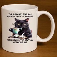 Cat Ive Reached The Age When My Train Of Thought 11oz C Handle Ceramic Mug