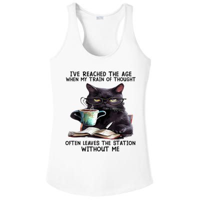 Cat Ive Reached The Age When My Train Of Thought Ladies PosiCharge Competitor Racerback Tank