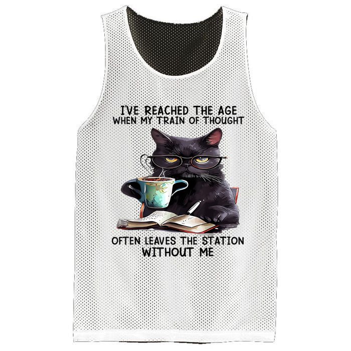 Cat Ive Reached The Age When My Train Of Thought Mesh Reversible Basketball Jersey Tank