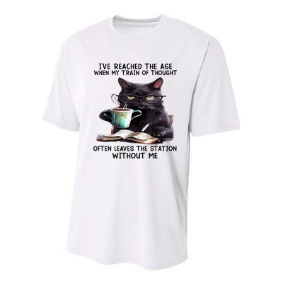 Cat Ive Reached The Age When My Train Of Thought Youth Performance Sprint T-Shirt