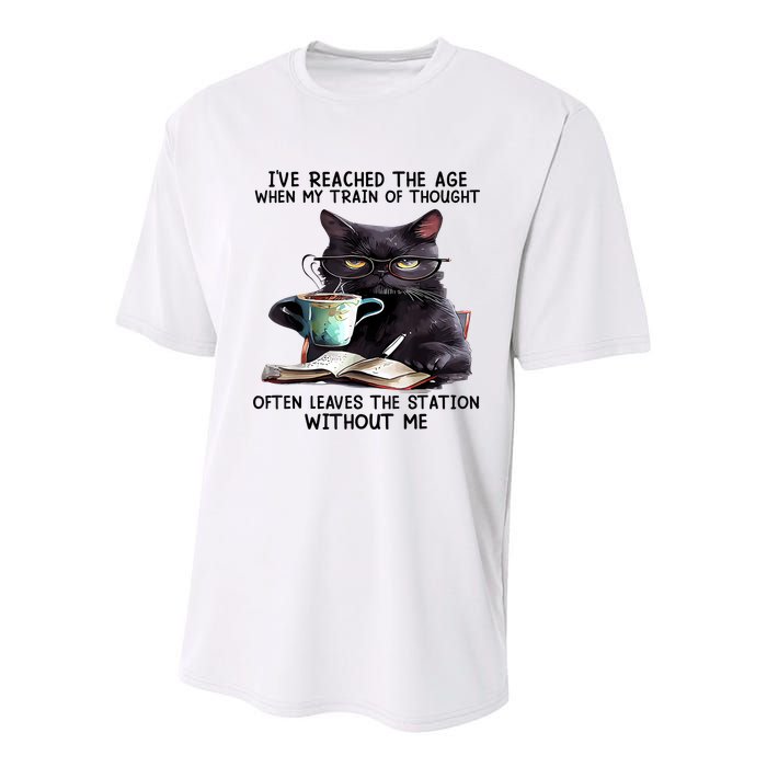 Cat Ive Reached The Age When My Train Of Thought Youth Performance Sprint T-Shirt