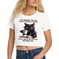 Cat Ive Reached The Age When My Train Of Thought Crop Top