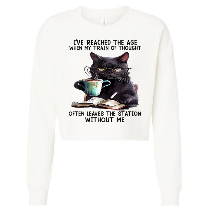 Cat Ive Reached The Age When My Train Of Thought Cropped Pullover Crew