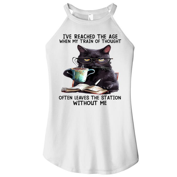 Cat Ive Reached The Age When My Train Of Thought Women's Perfect Tri Rocker Tank