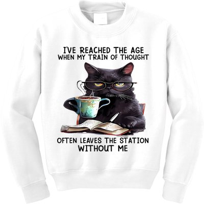Cat Ive Reached The Age When My Train Of Thought Kids Sweatshirt