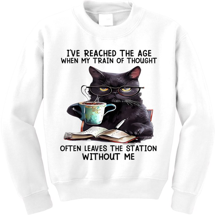 Cat Ive Reached The Age When My Train Of Thought Kids Sweatshirt