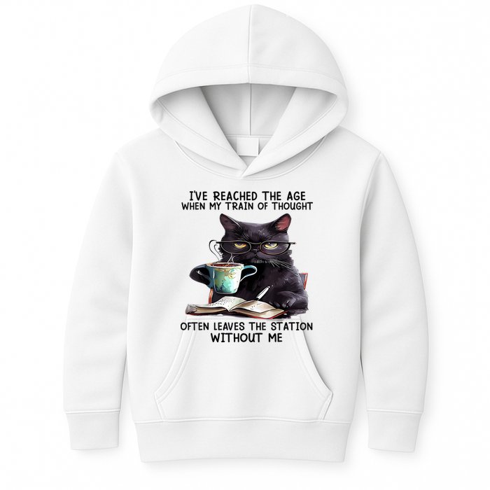 Cat Ive Reached The Age When My Train Of Thought Kids Hoodie