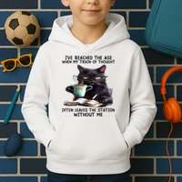 Cat Ive Reached The Age When My Train Of Thought Kids Hoodie