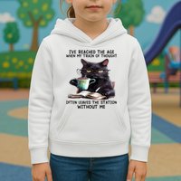 Cat Ive Reached The Age When My Train Of Thought Kids Hoodie