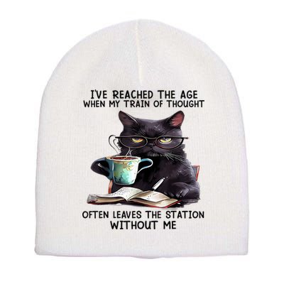 Cat Ive Reached The Age When My Train Of Thought Short Acrylic Beanie