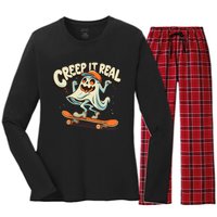 Creep It Real Halloween Women's Long Sleeve Flannel Pajama Set 