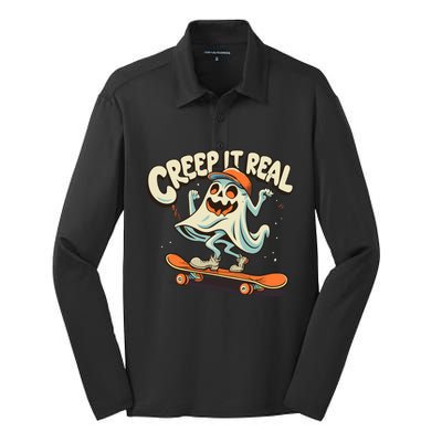 Creep It Real Halloween Silk Touch Performance Long Sleeve Polo