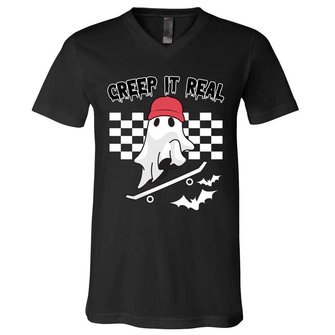 Creek It Real Funny Ghost Halloween V-Neck T-Shirt