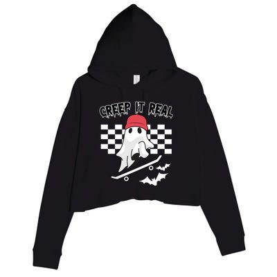 Creek It Real Funny Ghost Halloween Crop Fleece Hoodie