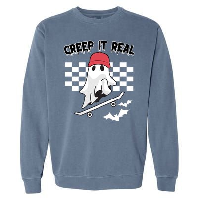 Creek It Real Funny Ghost Halloween Garment-Dyed Sweatshirt