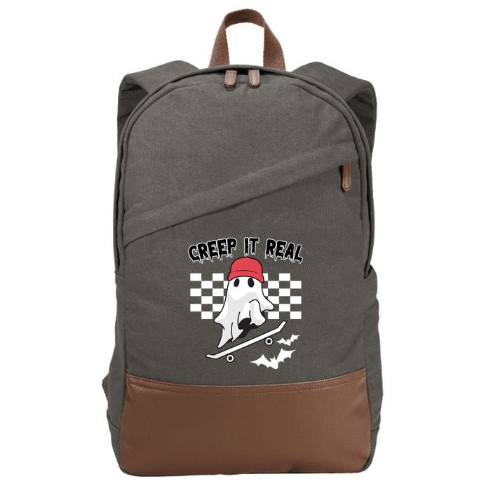Creek It Real Funny Ghost Halloween Cotton Canvas Backpack