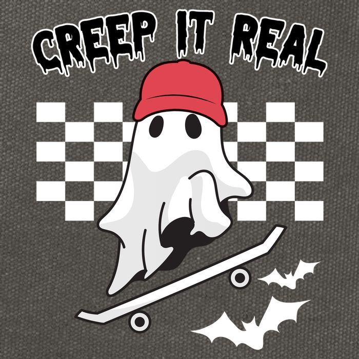 Creek It Real Funny Ghost Halloween Cotton Canvas Backpack