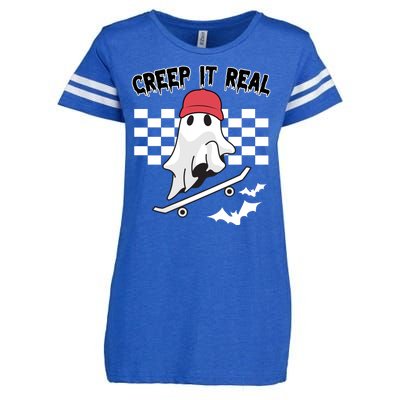 Creek It Real Funny Ghost Halloween Enza Ladies Jersey Football T-Shirt