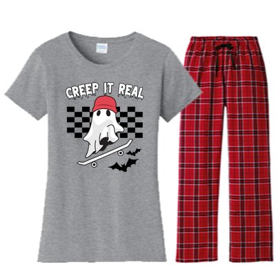 Creek It Real Funny Ghost Halloween Women's Flannel Pajama Set