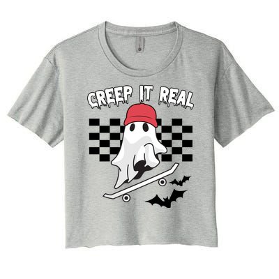 Creek It Real Funny Ghost Halloween Women's Crop Top Tee