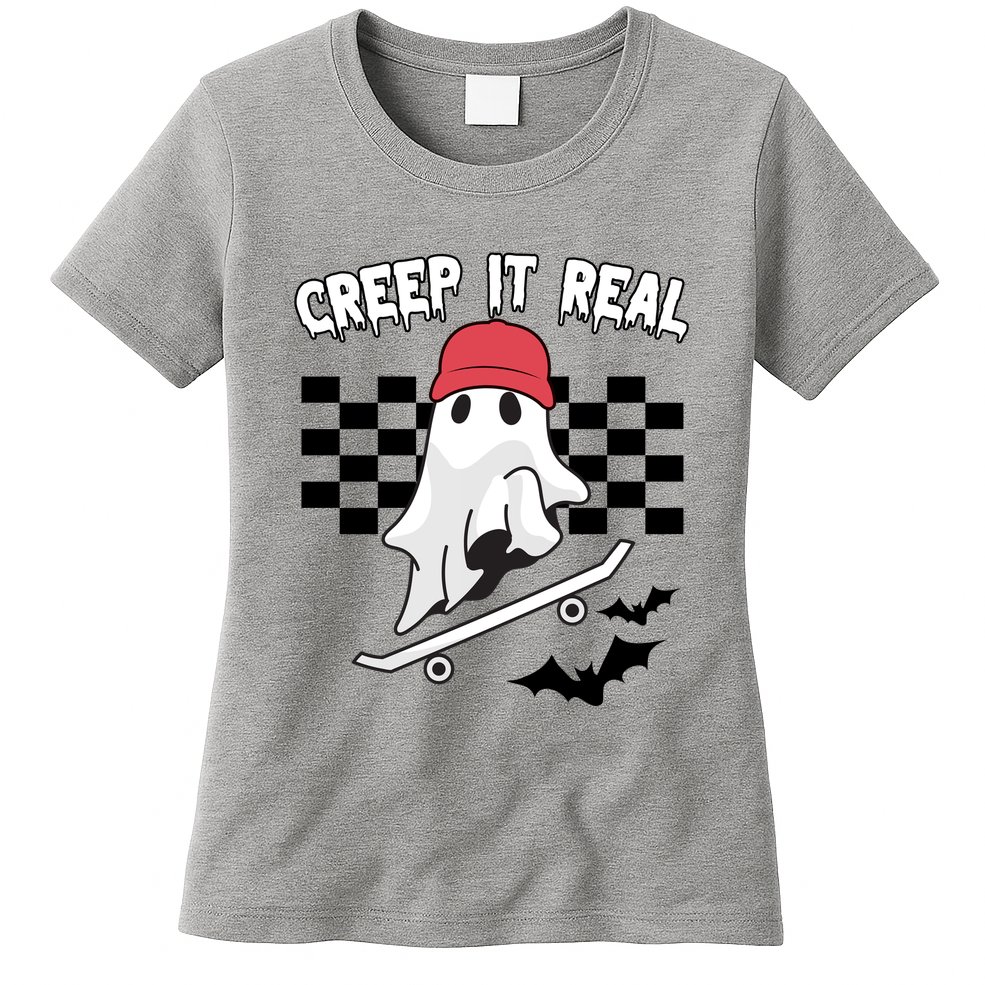 Creek It Real Funny Ghost Halloween Womens T-Shirt