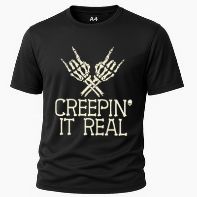 Creepin' It Real Funny Halloween Skeleton Performance Shirt