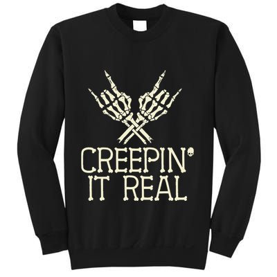 Creepin' It Real Funny Halloween Skeleton Sweatshirt