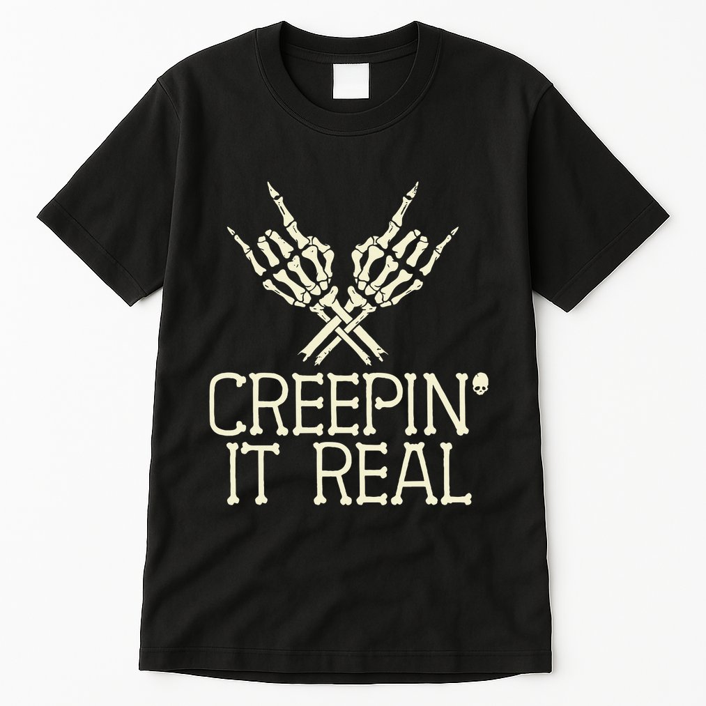 Creepin' It Real Funny Halloween Skeleton Tall T-Shirt