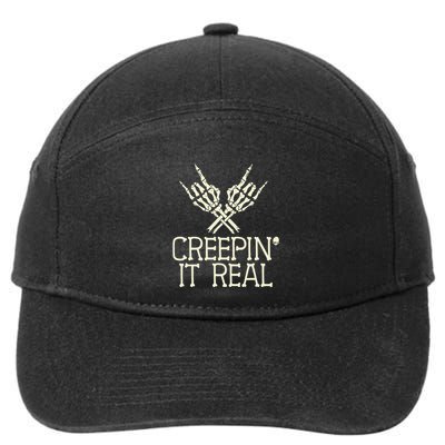 Creepin' It Real Funny Halloween Skeleton 7-Panel Snapback Hat