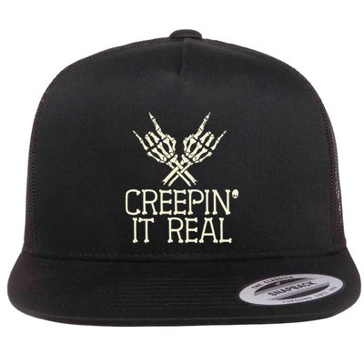 Creepin' It Real Funny Halloween Skeleton Flatbill Hat