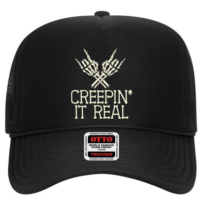 Creepin' It Real Funny Halloween Skeleton Trucker Hat