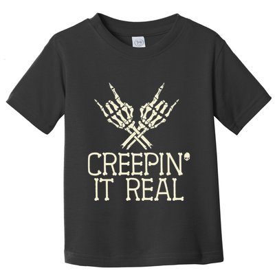 Creepin' It Real Funny Halloween Skeleton Toddler T-Shirt