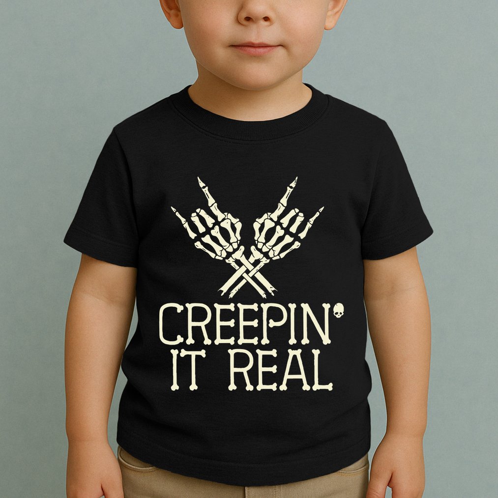Creepin' It Real Funny Halloween Skeleton Toddler T-Shirt