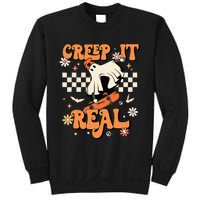 Creep It Real Retro Halloween Party Funny Ghost Skateboard Sweatshirt