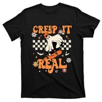 Creep It Real Retro Halloween Party Funny Ghost Skateboard T-Shirt