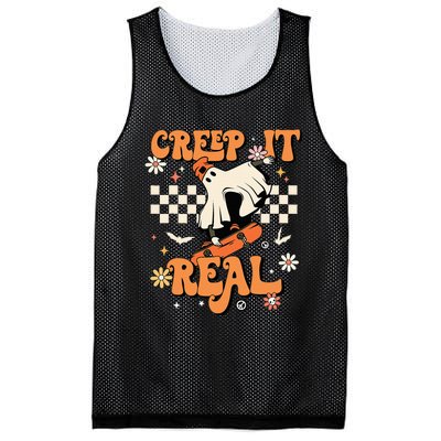 Creep It Real Retro Halloween Party Funny Ghost Skateboard Mesh Reversible Basketball Jersey Tank