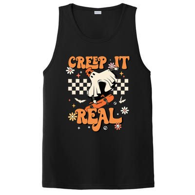 Creep It Real Retro Halloween Party Funny Ghost Skateboard PosiCharge Competitor Tank