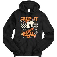 Creep It Real Retro Halloween Party Funny Ghost Skateboard Tie Dye Hoodie