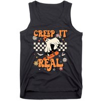 Creep It Real Retro Halloween Party Funny Ghost Skateboard Tank Top