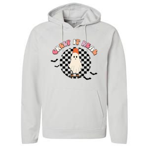 Creep It Real Ghost Halloween Sweating Sucks Skeleton  Performance Fleece Hoodie