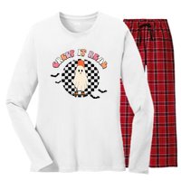 Creep It Real Ghost Halloween Sweating Sucks Skeleton  Women's Long Sleeve Flannel Pajama Set 