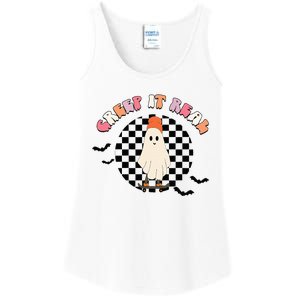 Creep It Real Ghost Halloween Sweating Sucks Skeleton  Ladies Essential Tank