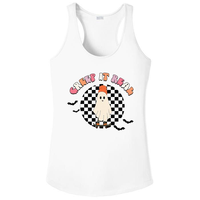 Creep It Real Ghost Halloween Sweating Sucks Skeleton  Ladies PosiCharge Competitor Racerback Tank